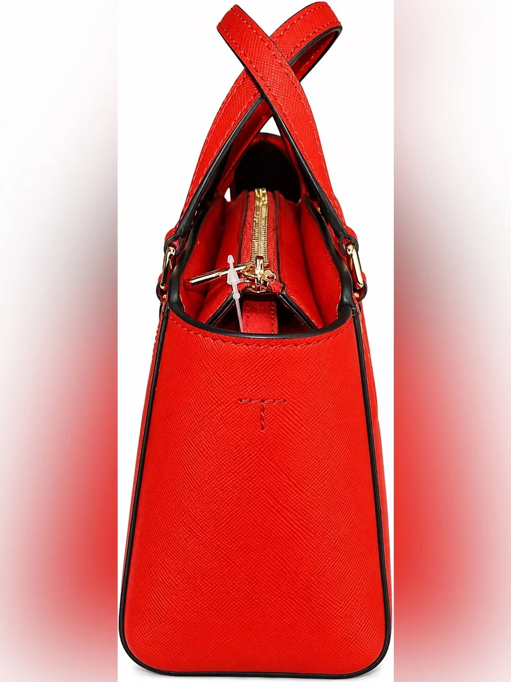 NWOT Tory Burch Emerson Brilliant Red Saffiano Tote + Wallet Set